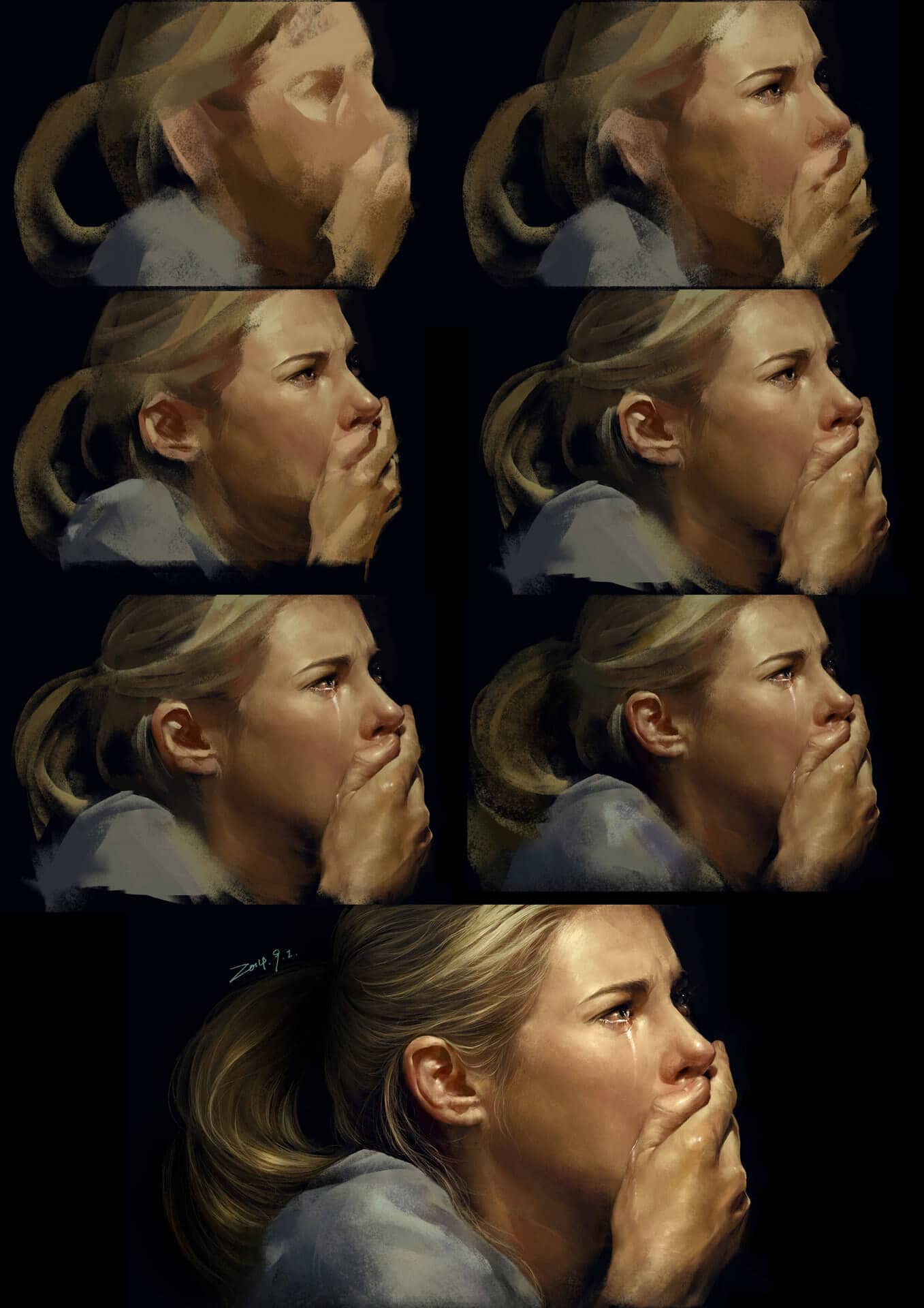 "Don't Cry" by Menghua Fang - Painting Process